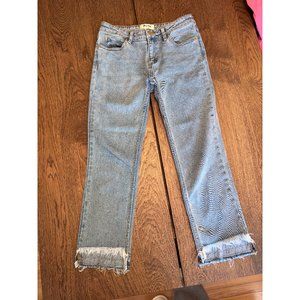 Acne Light Blue Cropped Raw Hem Jeans